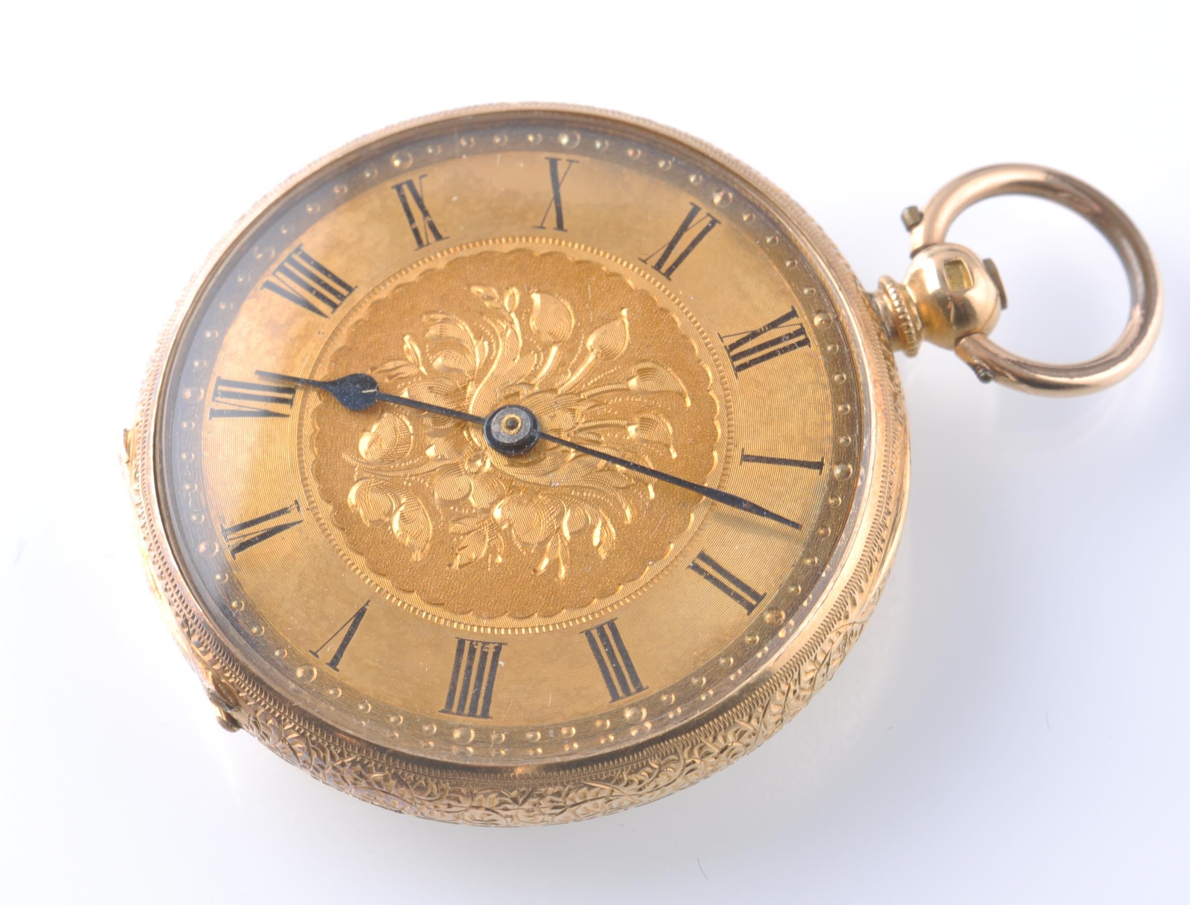 EARLY 20TH CENTURY 18CT GOLD OPEN FACED KEY WIND POCKET WATCH - Image 2 of 6
