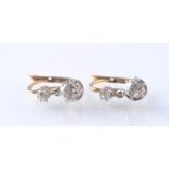 A PAIR OF FRENCH 18CT GOLD PLATINUM AND DIAMOND DROP EARRINGS