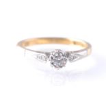 18CT GOLD AND PLATINUM DIAMOND SOLITAIRE SINGLE STONE RING