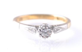 18CT GOLD AND PLATINUM DIAMOND SOLITAIRE SINGLE STONE RING