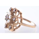 A HALLMARKED 9CT GOLD GARNET & OPAL DRESS RING