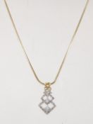 9CT GOLD AND DIAMOND PENDANT AND CHAIN