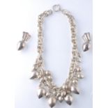 SILVER 925 LARGE LADIES NECKLACE AND EARRINGS SUITE