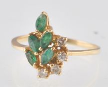14CT GOLD EMERALD AND DIAMOND RING