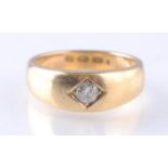 VICTORIAN 18CT GOLD GYPSY RING WITH CENTRAL ROUND CUT DIAMOND