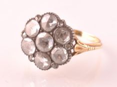 19TH CENTURY ROSE CUT DIAMOND CLUSTER RING