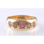 EARLY 20TH CENTURY HALLMARKED 18CT GOLD AND DIAMOND GYPSY RING