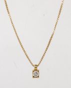 18CT YELLOW GOLD AND DIAMOND PENDANT AND NECKLACE CHAIN