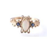 9CT GOLD LONDON HALLMARKED OPAL AND SAPPHIRE RING