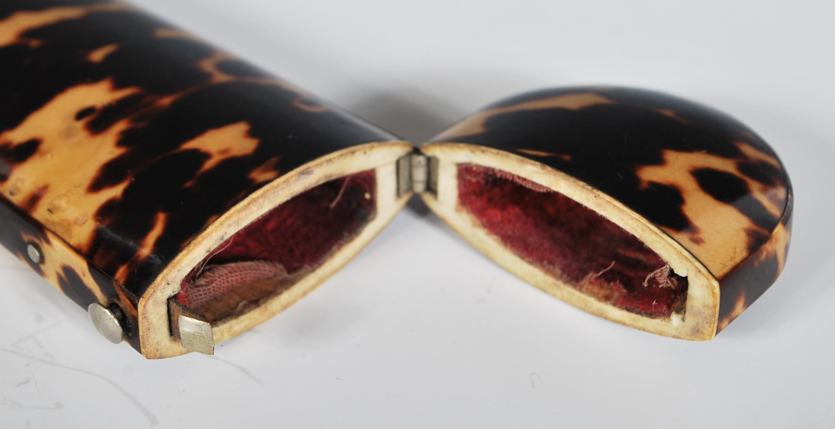 A 19th Century Victorian tortoiseshell glasses case of tapering rectangular form having domed - Image 4 of 4