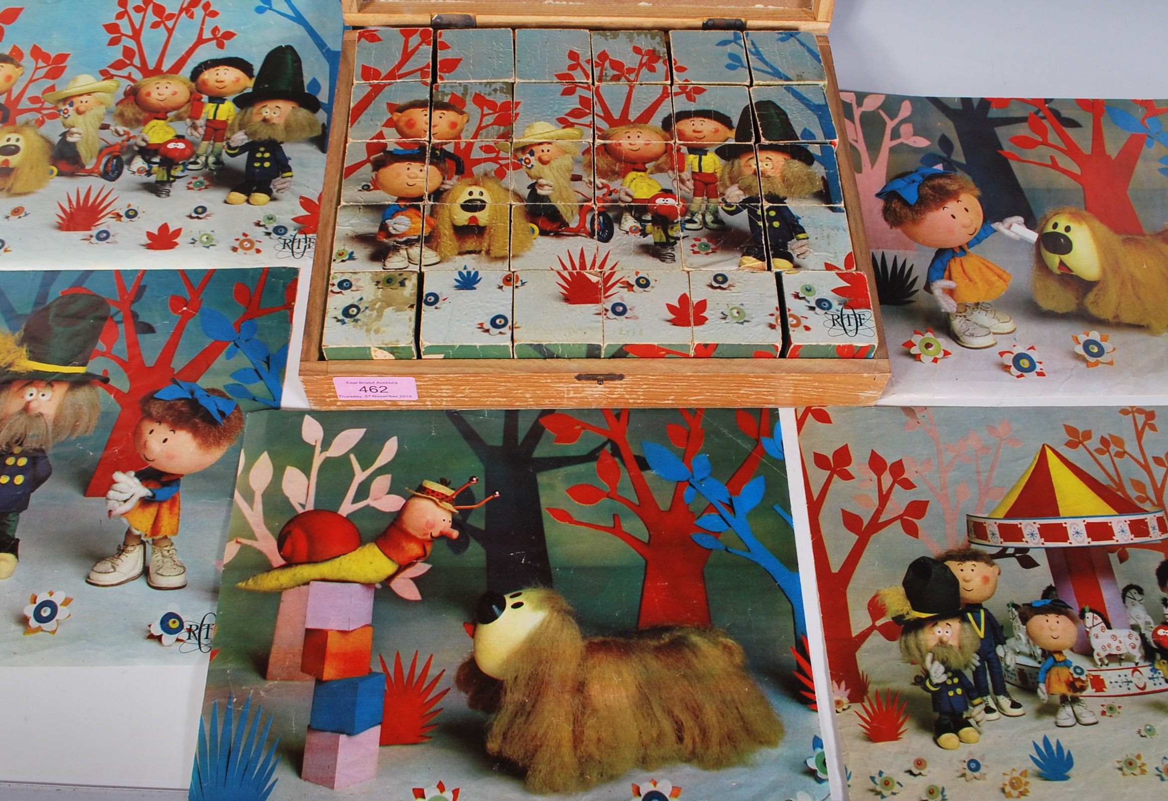 A 1970's retro French Magic Roundabout wooden toy building blocks / games puzzle. include Dougal, - Image 2 of 6