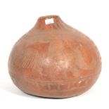 A large vintage 20th Century carved Gourd, the Gourd chase decorated with animals and fauna being an