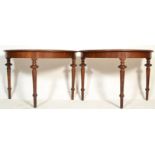 A pair of 19th Century Victorian mahogany  D end console tables, originally an extending table,