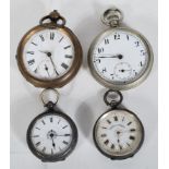 A collection of 20th Century pocket watches to include two continental fob watches with scrolled