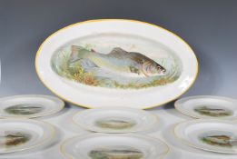 A vintage early 20th Century part dinner service by Lawleys having transfer printed decoration