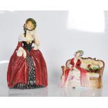 A large Royal Doulton lady figurine 'Margery' HN1413, modelled in a red dress and green bonnett
