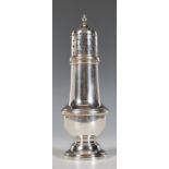 A silver hallmarked sugar shaker of pedestal form, Birmingham assay mark with makers marks for W I