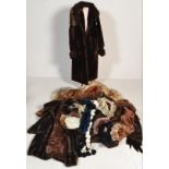 A large group of vintage 20th century fur stoles, scarfs, capes and fur collars of various sizes and