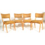 A set of 4 mid-century beech wood dining chairs / Ben chairs by Benchairs. Each with mustard