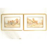 Ernest Potter (British School)- A Pair of watercolours on paper depicting rural Country scenes