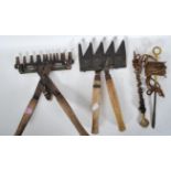 Two pairs of 20th Century 'Astor' estate grass and hedge shears / clippers having turned wooden