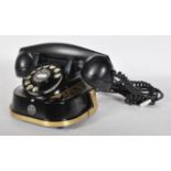 A Belgian black painted and gilt brass mounted telephone, marked 'Belgique Bell Telephone MFG