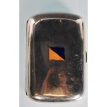 A 19th Century Victorian silver hallmarked vesta case having an enamelled blue and yellow flag,