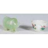 A miniature 19th Century Chinese bowl having enamelled louts flower decoration. Together with a