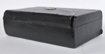 A 19th Century WIlliam Lund of London leather bound travelling writing slope having a hinged lid