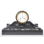 Roblin & Fils Freres A Paris- A large 19th Century French slate and marble mantel clock of scroll