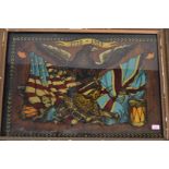 A 19th century VIctorian American Independence glass panel. Framed and glazed depicting the American