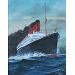 An early 20th Century shipping interest watercolour painting on paper of the RMS Mauretania at