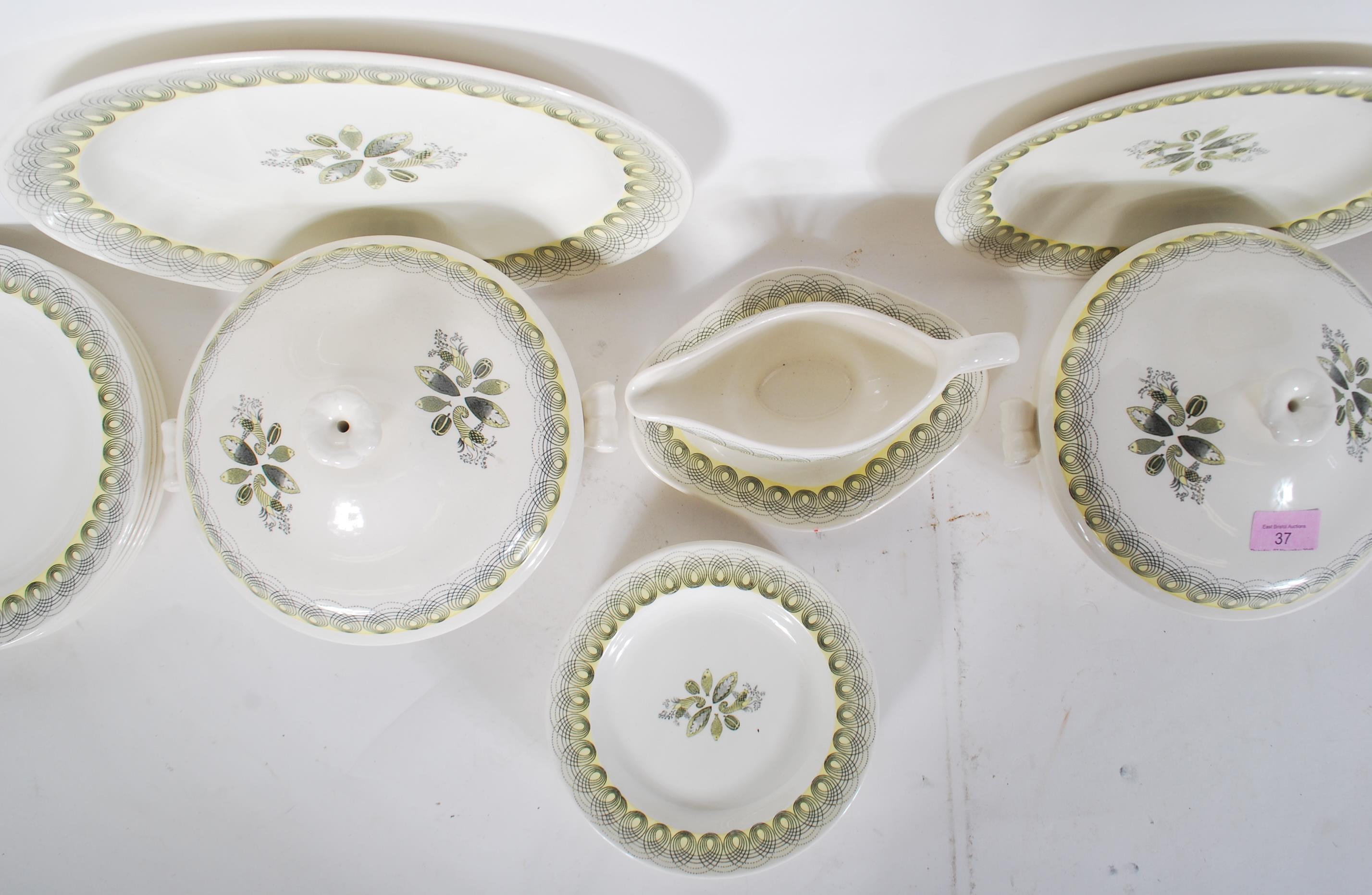 A vintage retro Wedgwood Harvest Festival pattern dinner service designed by Ravilious having yellow - Image 9 of 10