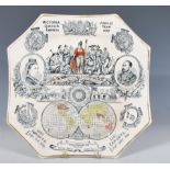 Commemorative Plate. Victoria, Queen & Empress, Jubilee year, 1887, octagonal polychrome plate