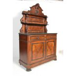 A  19th century large French walnut and ebony detailed dresser base - sideboard. Raised on a