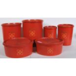 A selection of vintage retro 1970's interiors items to include red Tupperware containers having