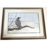 Peter Gough - A 20th century watercolour painting on paper entitled 'solitude' depicting a crow