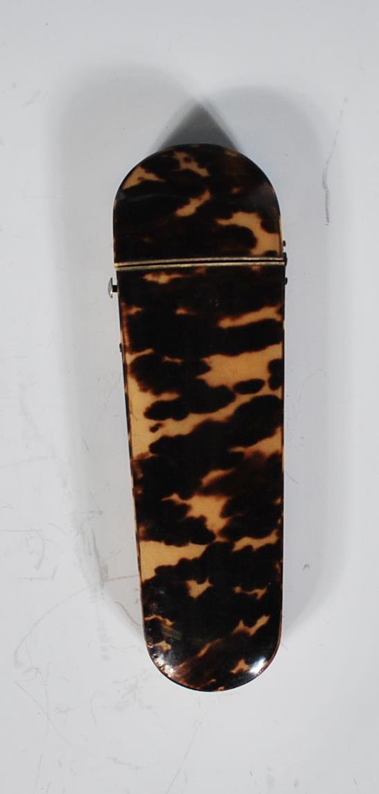 A 19th Century Victorian tortoiseshell glasses case of tapering rectangular form having domed - Image 2 of 4