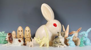A collection of vintage 20th Century Sylvac ceramic figures to include a pair of dogs model 2950 and