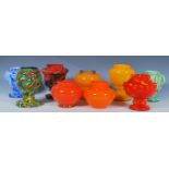 A selection of 20th Century vintage retro Czechoslovakian coloured spatter glass vases, most being