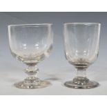Two 19th century Georgian rummer glasses to include a glass having a round foot with knopped stem