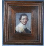 A 19th Century oil on copper painting of small proportions depicting a portrait of a cavalier