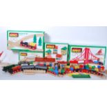 A COLLECTION OF VINTAGE BRIO WOODEN TRAIN, TRIANSET ITEMS AND TRACK