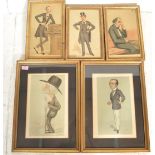 A collection of vintage Vanity Fair caricature prints to include Arthur James Balfour by Spy 1887,