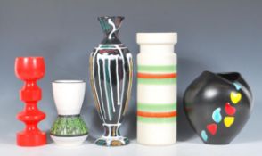 A mixed group of retro 20th Century vases mostly German to include a Dumler & Breiden of West