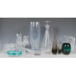 A collection of mixed retro glassware mostly clear glass examples to include a Whitefriars clear