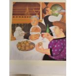 A limited edition Beryl Cook signed print entitled ' Dining In Paris '. Limited to 650 copies. The