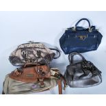 A group of four 20th Century ladies handbags to include a  River Island snake skin style bag,