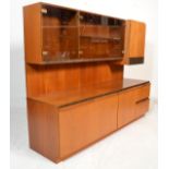 A retro 20th Century highboard teak wood sideboard / credenza display cabinet by William Lawrence