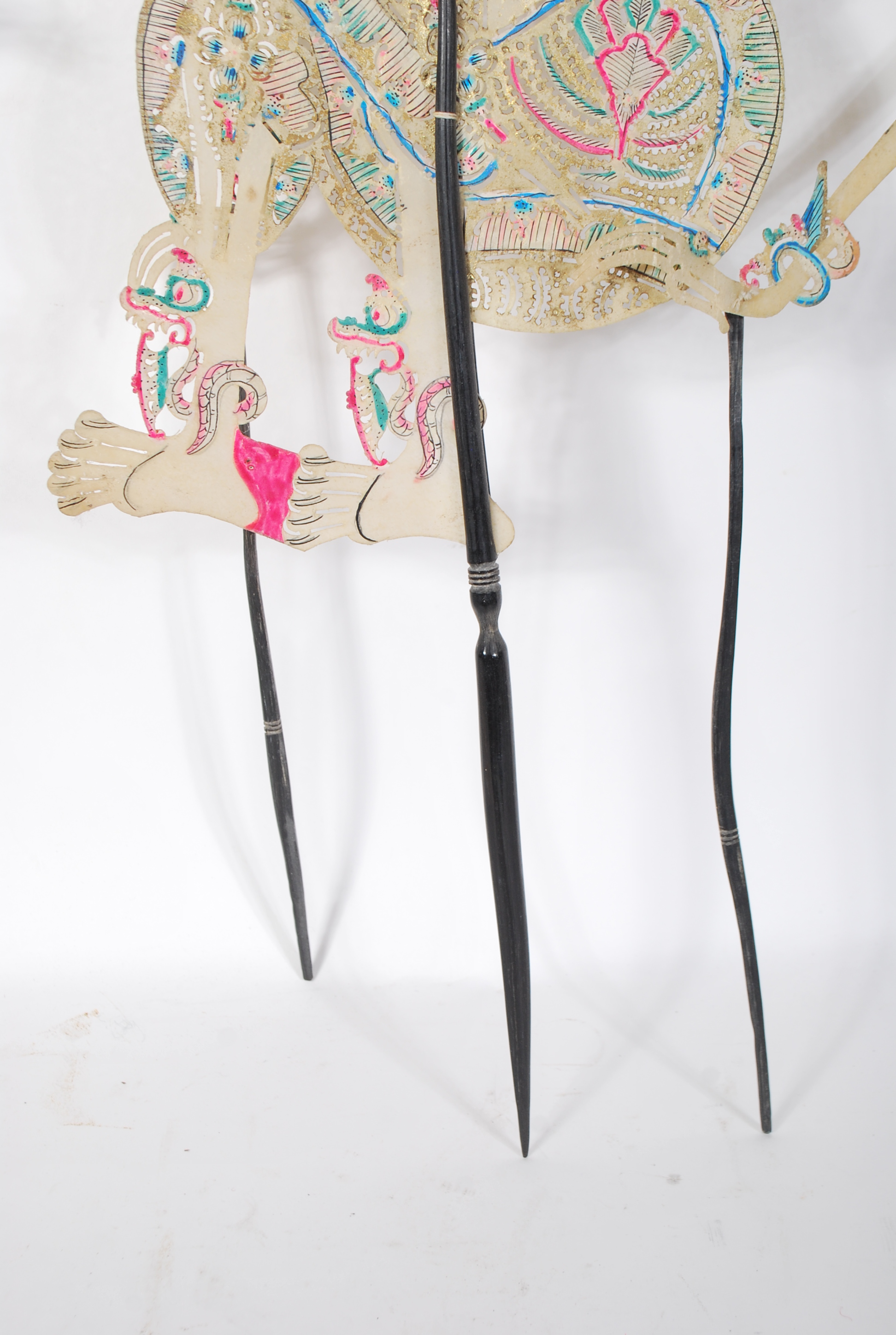 A  pair of believed late 19th Century / early 20th century Indonesian shadow puppets being hand - Image 10 of 10